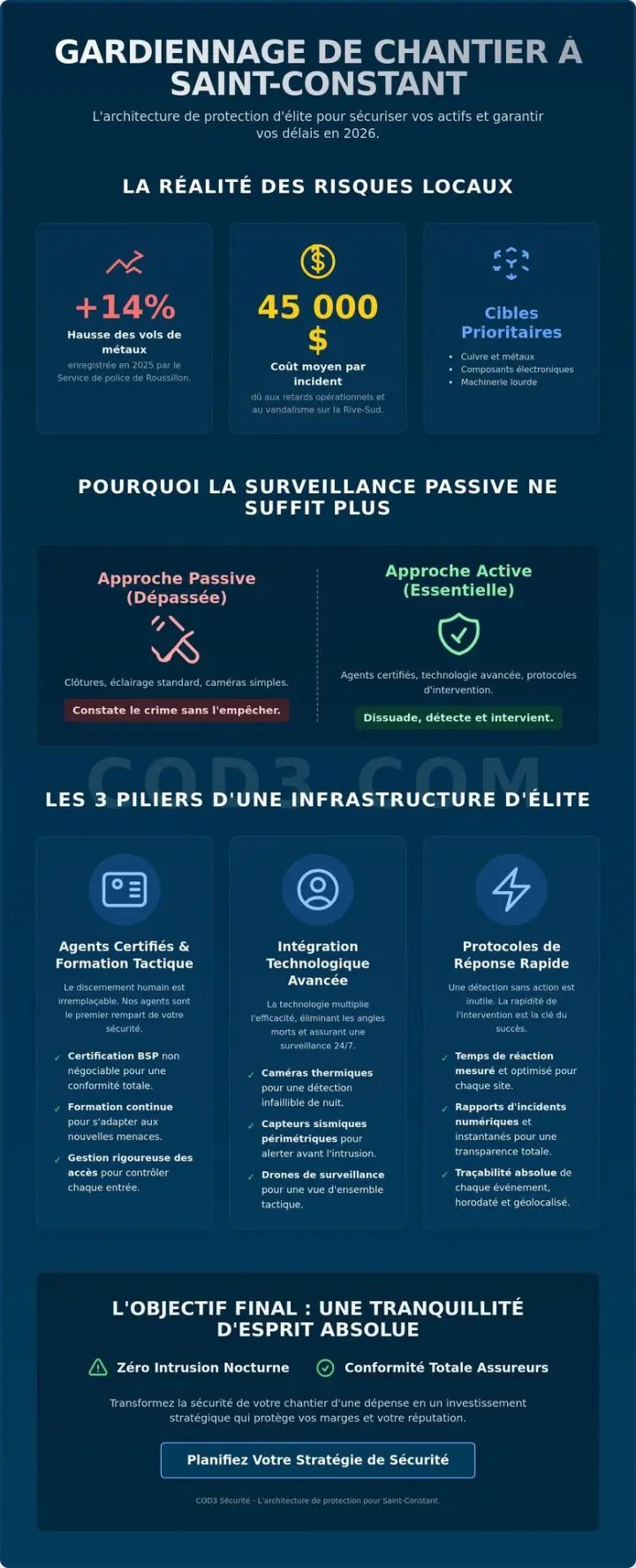 Gardiennage de chantier de construction à Saint-Constant : Guide d’achat 2026