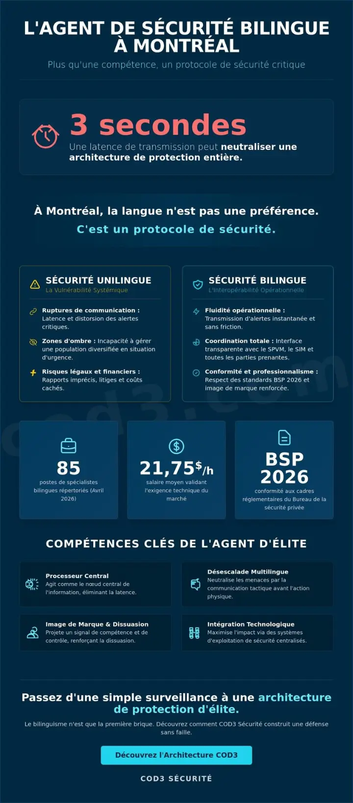 Agent de sécurité bilingue à Montréal : L'infrastructure de protection 2026