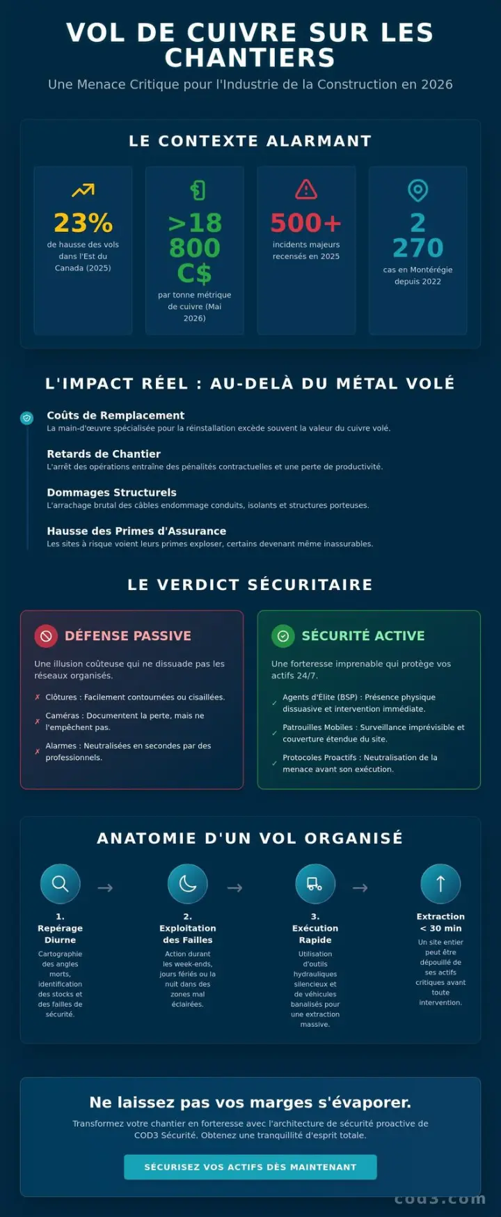 Comment prévenir le vol de cuivre sur un chantier : Stratégies de protection 2026