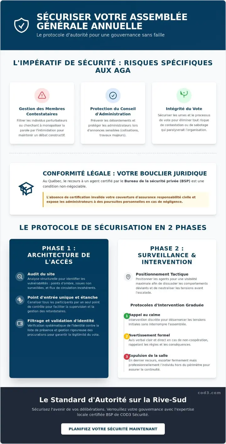 Checklist : Sécurité pour assemblée générale annuelle à Brossard en 2026