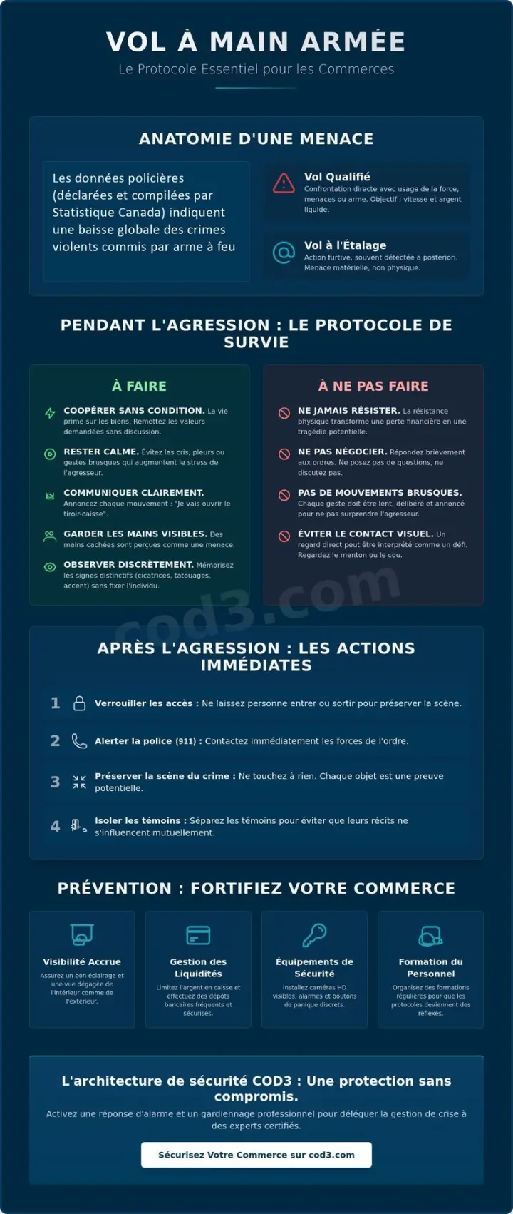Procédure en cas de vol à main armée dans un commerce : Guide et Checklist de Sécurité